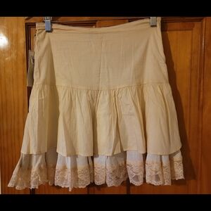 Motivi Designer Cream Lace Trim Skirt